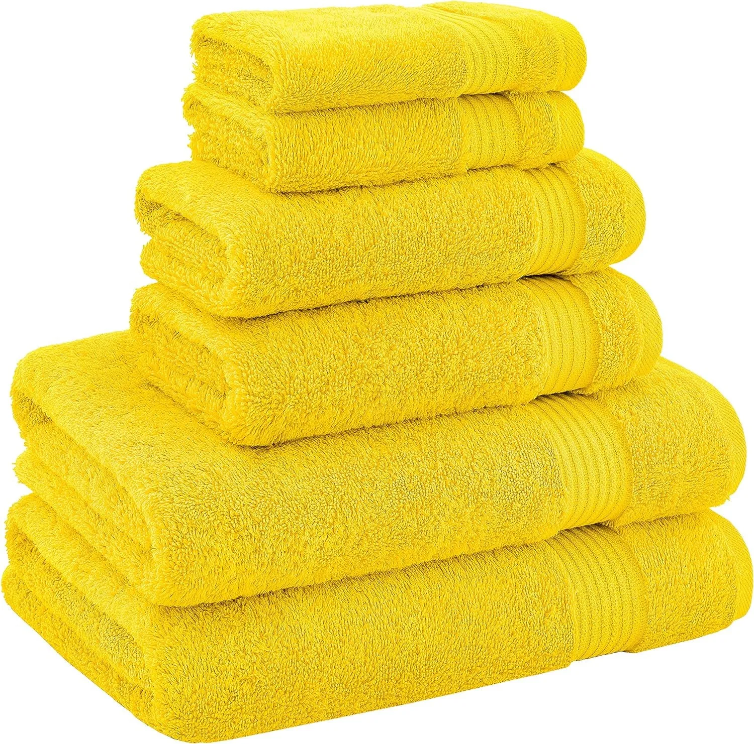 , 100% Cotton Turkish 6 Piece Towel Set, Luxury Towels Set of 6 for Bathroom Essentials, 2 Bath Towels 2 Hand Towels 2 Washcloths, Yellow