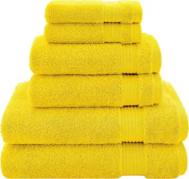 , 100% Cotton Turkish 6 Piece Towel Set, Luxury Towels Set of 6 for Bathroom Essentials, 2 Bath Towels 2 Hand Towels 2 Washcloths, Yellow