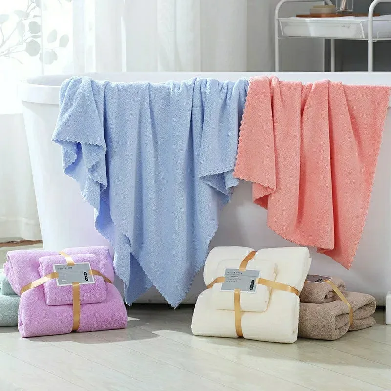 2Pcs Luxury Super Large Towel Set High Absorbent Soft - ( Bath Towel   Face Towel )