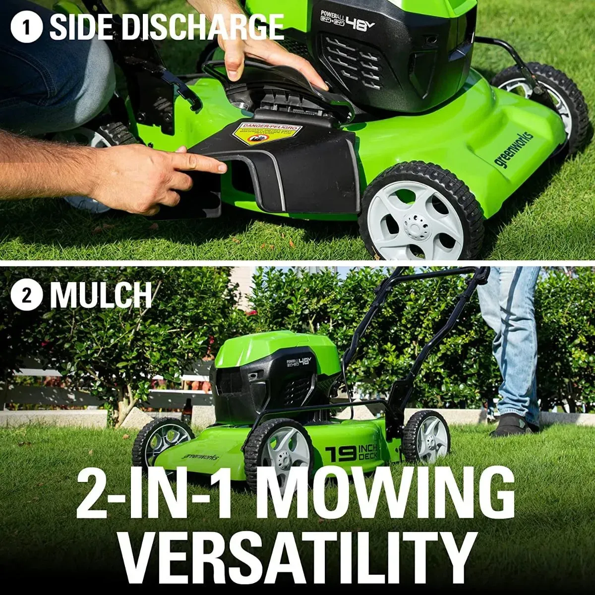 48V (2x24V) 19" Cordless Battery Push Lawn Mower w/ Two (2) 4.0Ah Batteries & Dual Port Rapid Charger