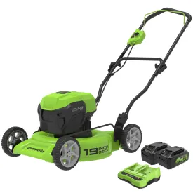 48V (2x24V) 19" Cordless Battery Push Lawn Mower w/ Two (2) 4.0Ah Batteries & Dual Port Rapid Charger