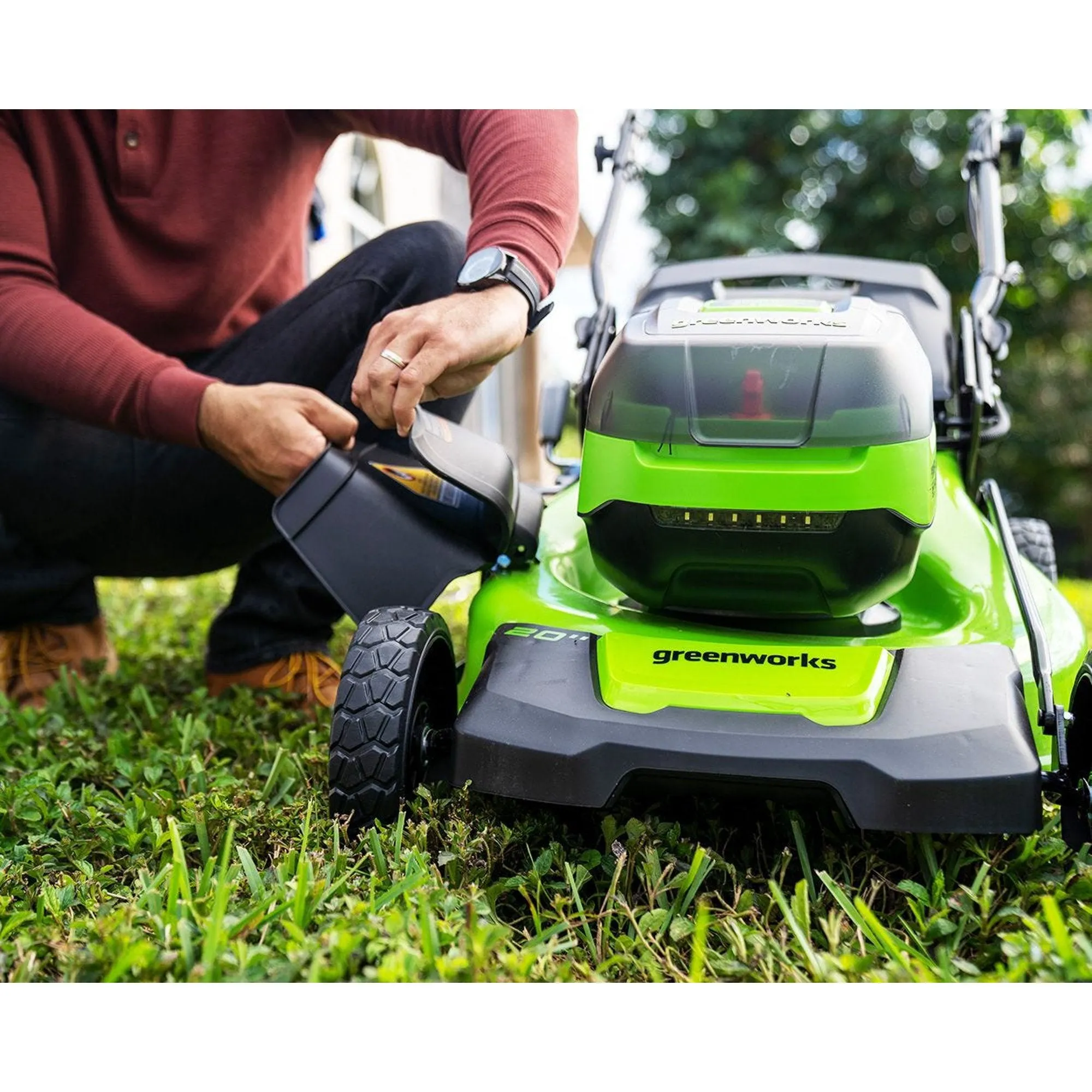 48V (2x24V) 20" Cordless Battery Push Mower w/ (2) 4.0Ah USB Batteries & Charger