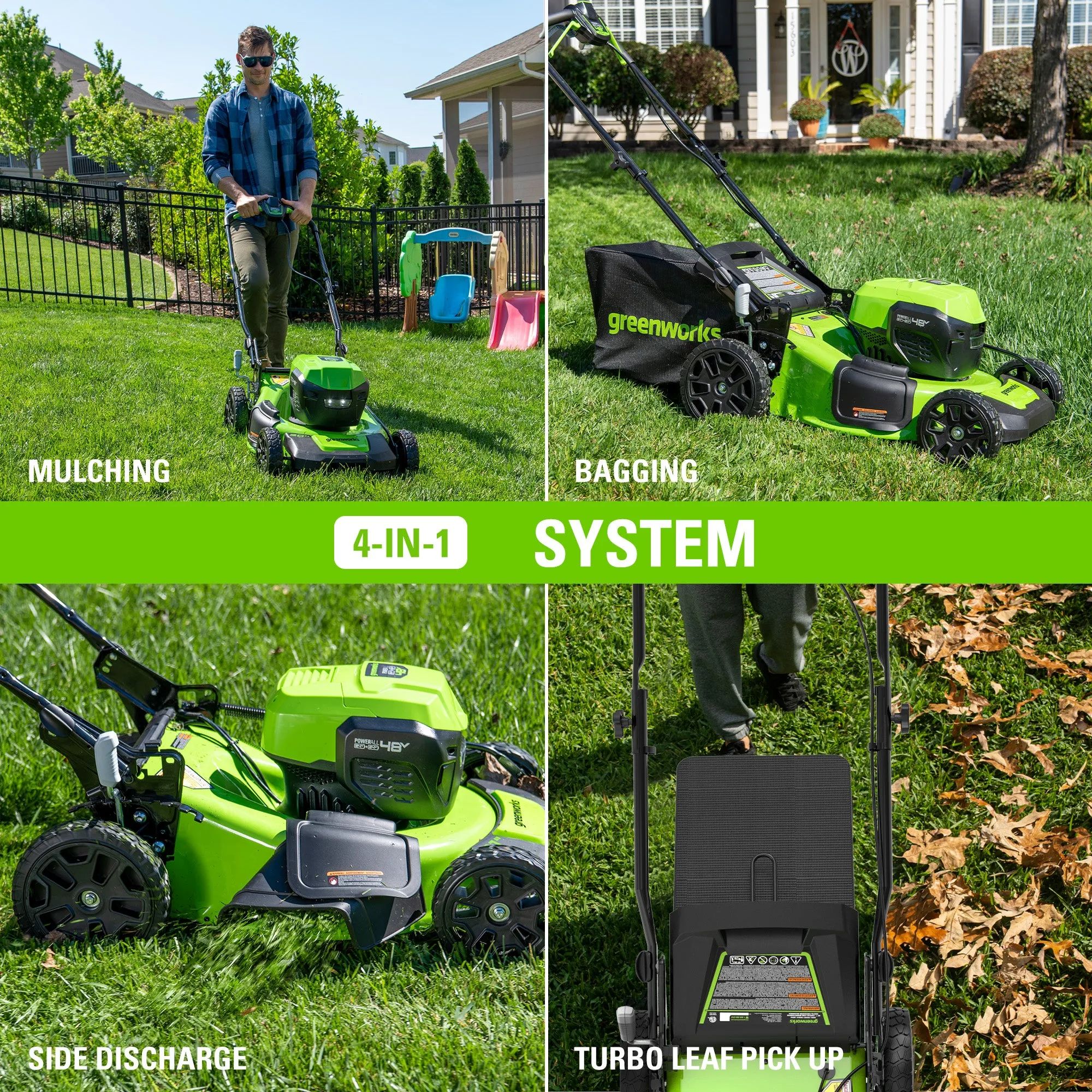 48V (2x24V) 20" Cordless Battery Push Mower w/ Two (2) 4.0Ah USB Batteries & Dual Port Rapid Charger