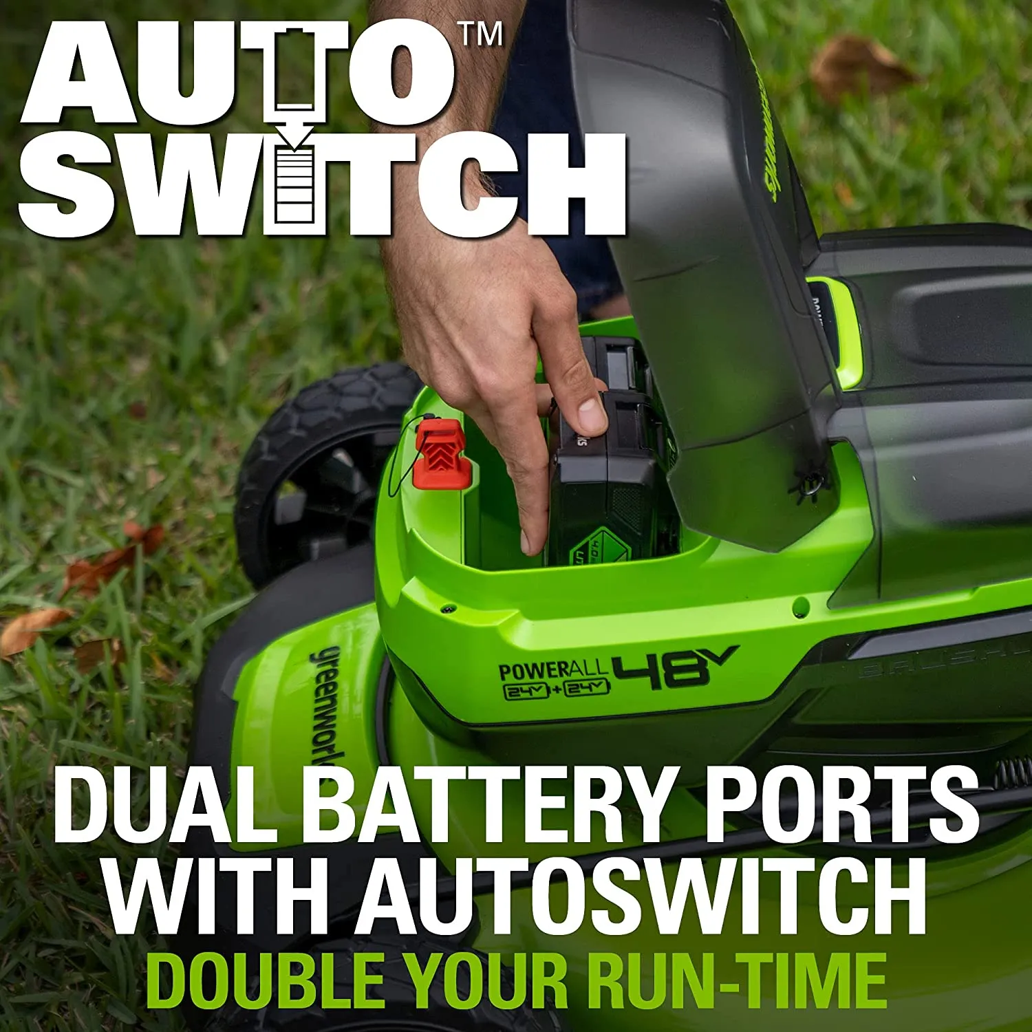 48V (2x24V) 21" Cordless Battery Self-Propelled Lawn Mower w/ (4) 4.0Ah Batteries & (2) Dual Port Chargers