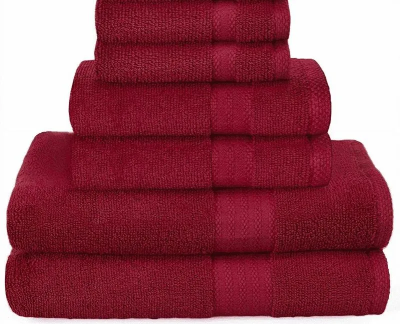 6 Pieces Towel Set - 2 Bath, 2 Hand & 2 Washcloths