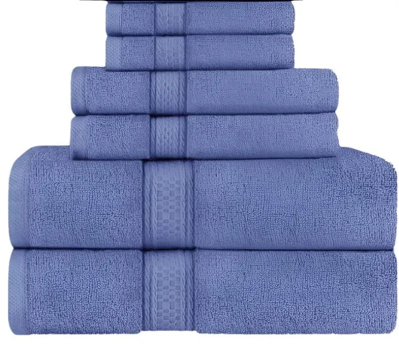 6 Pieces Towel Set - 2 Bath, 2 Hand & 2 Washcloths