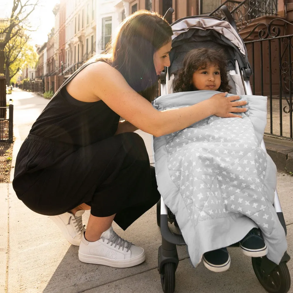 Aden Anais On-The-Go Cotton Weighted Blanket - Grey Cross-Hatch