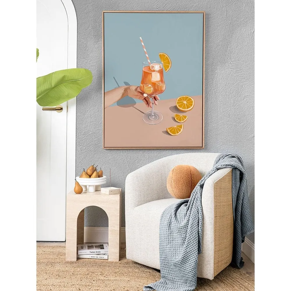 Aperol Spritz Canvas Art Print Oak Box Frame 75x100CM Ex-Display