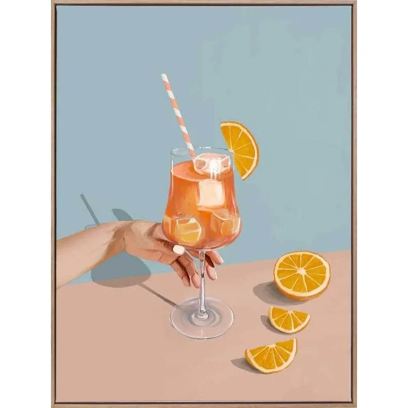 Aperol Spritz Canvas Art Print Oak Box Frame 75x100CM Ex-Display