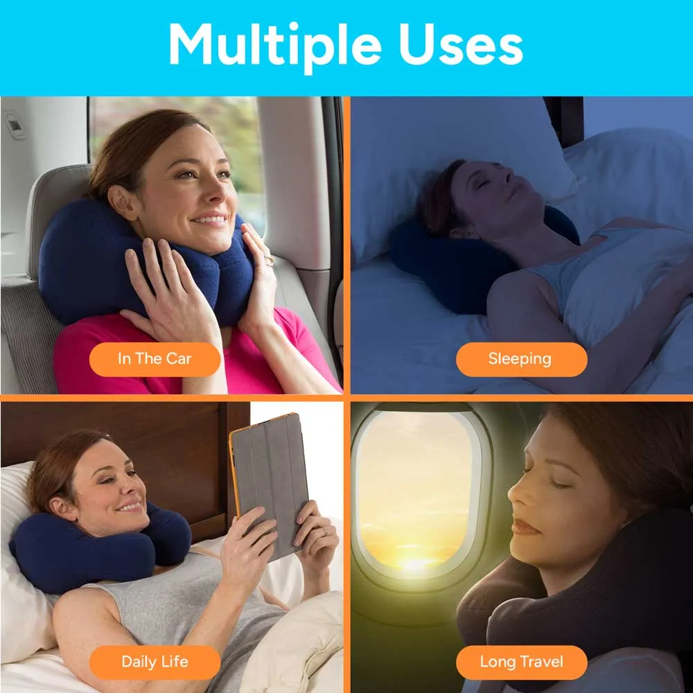 Award-Winning Chiropractic Neck Pillow for Sleeping and Travel, Blue, Medium