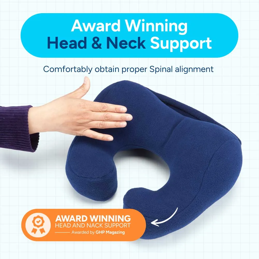 Award-Winning Chiropractic Neck Pillow for Sleeping and Travel, Blue, Medium