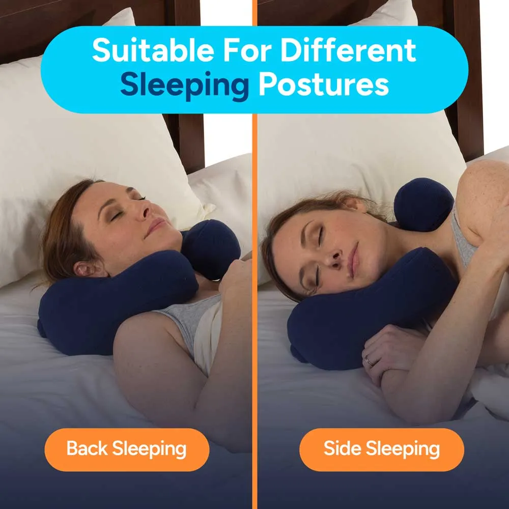 Award-Winning Chiropractic Neck Pillow for Sleeping and Travel, Blue, Medium