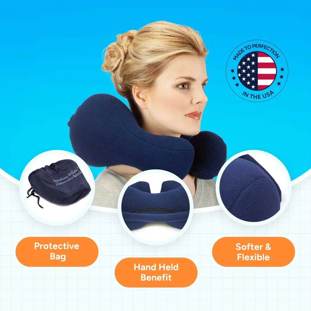 Award-Winning Chiropractic Neck Pillow for Sleeping and Travel, Blue, Medium