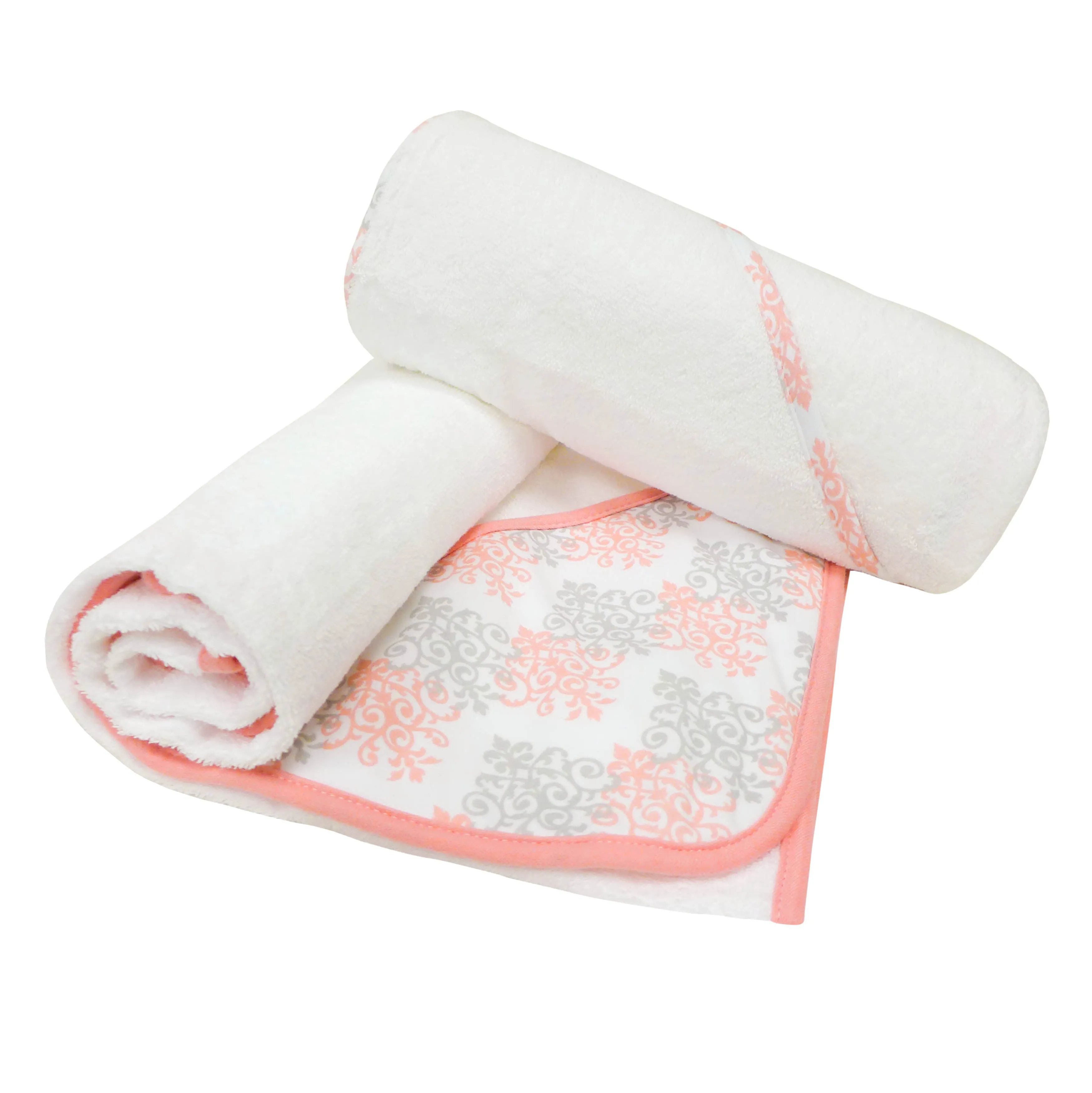 Baby Treasures® Baby Hooded Towel Set - Pink Trim 2 pack