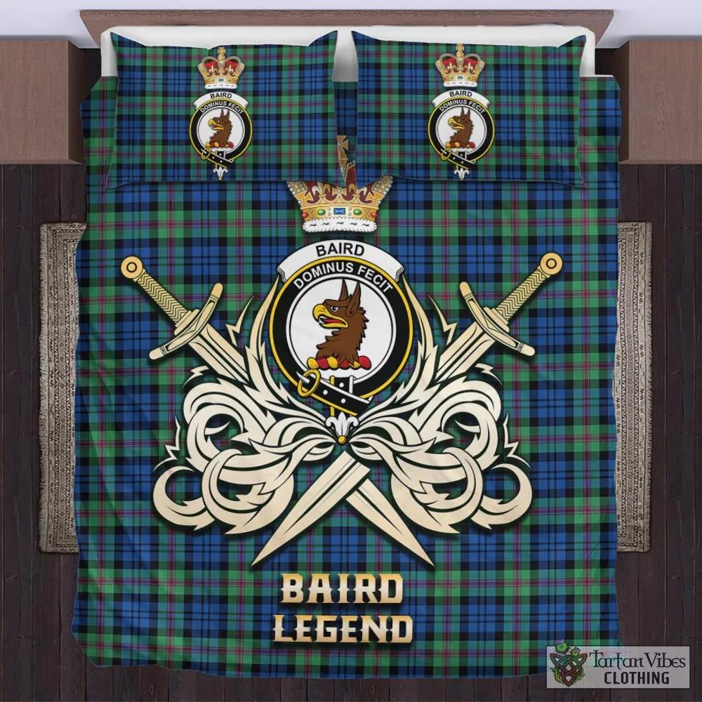 Baird Ancient Tartan Bedding Set with Clan Crest and the Golden Sword of Courageous Legacy