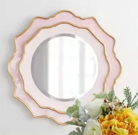 Beautiful Flower Shape Pink & Gold Decorative Mirror