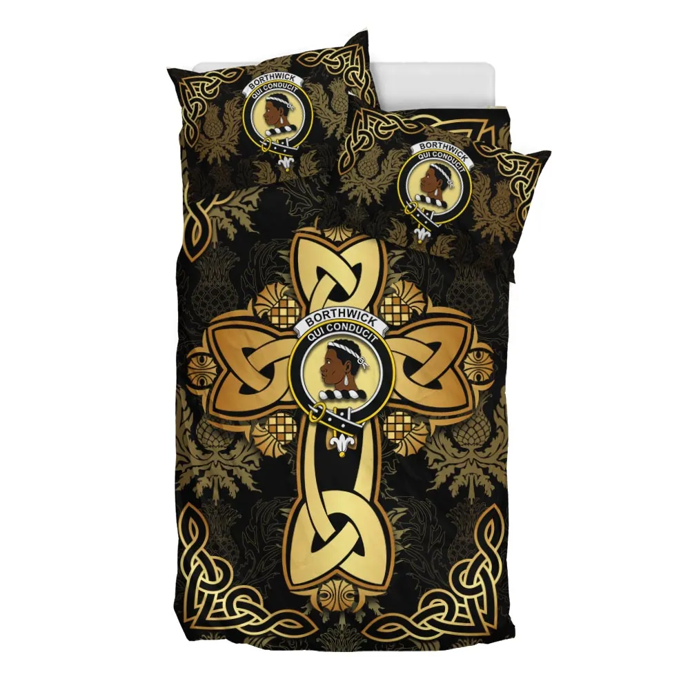 Borthwick Clan Bedding Sets Gold Thistle Celtic Style