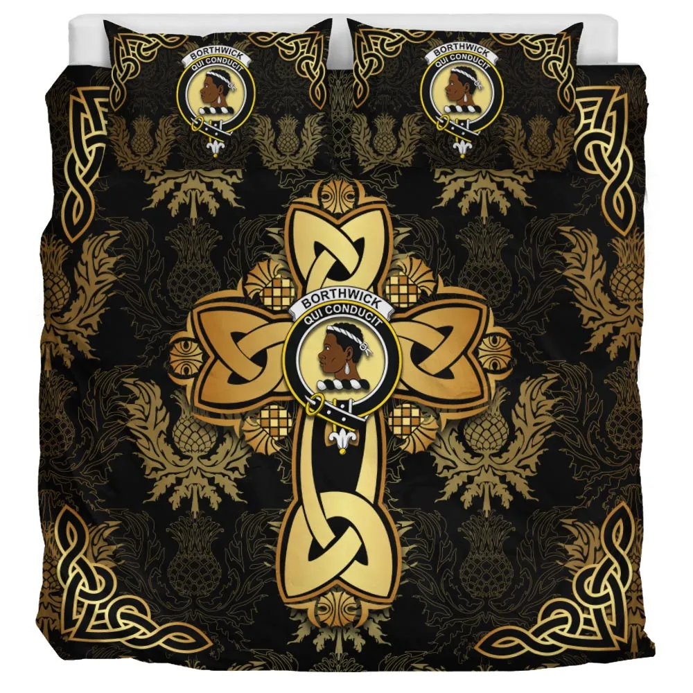 Borthwick Clan Bedding Sets Gold Thistle Celtic Style