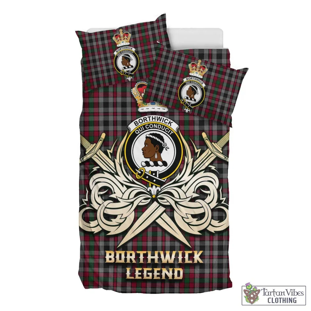 Borthwick Tartan Bedding Set with Clan Crest and the Golden Sword of Courageous Legacy