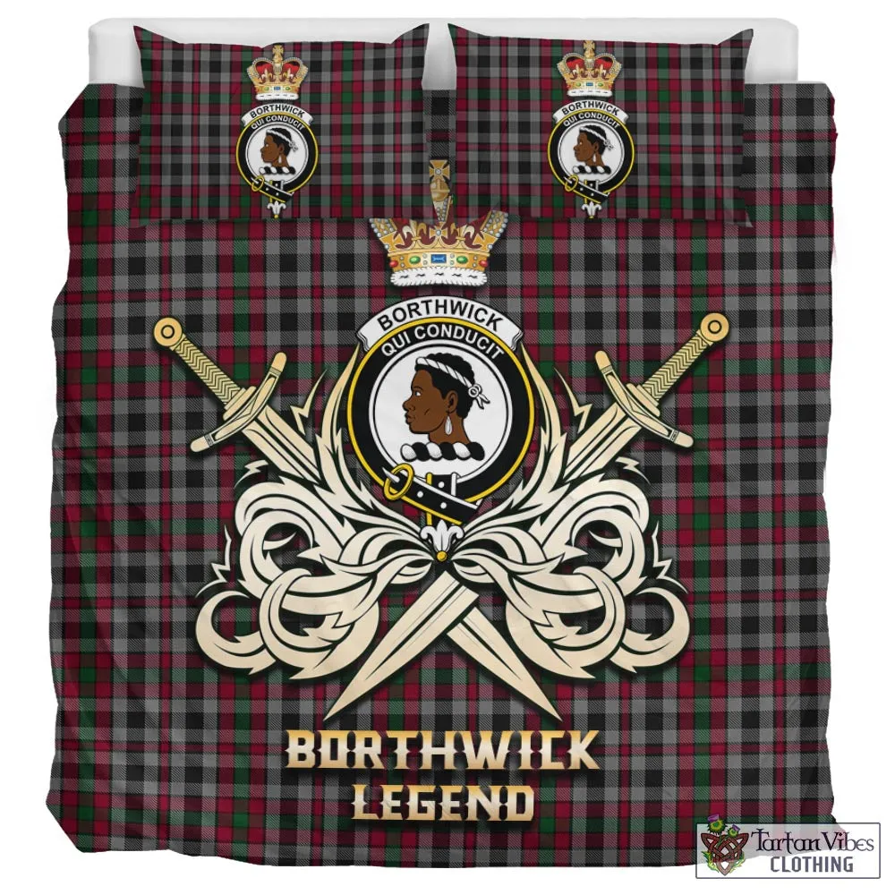 Borthwick Tartan Bedding Set with Clan Crest and the Golden Sword of Courageous Legacy