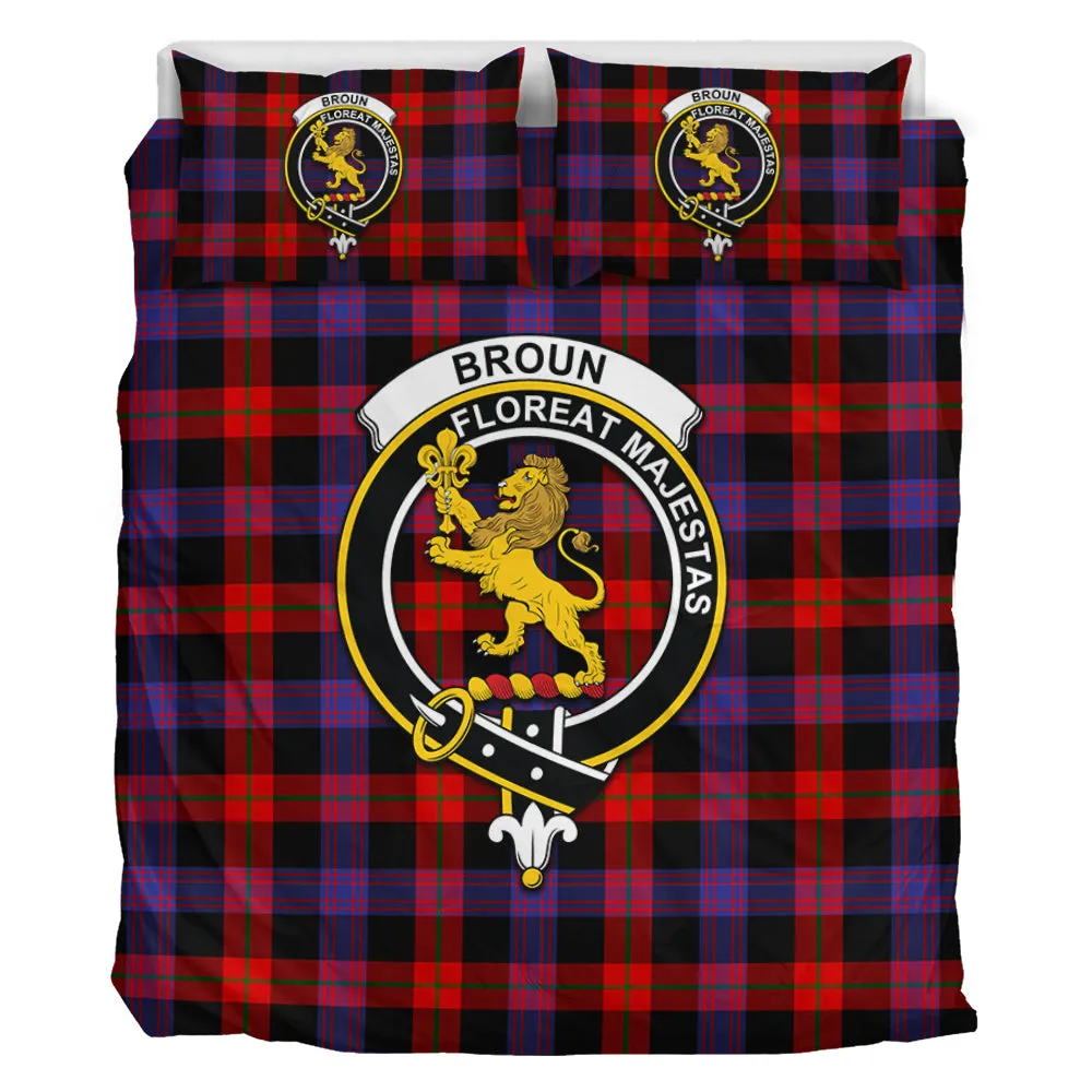 Broun Modern Tartan Bedding Set with Family Crest