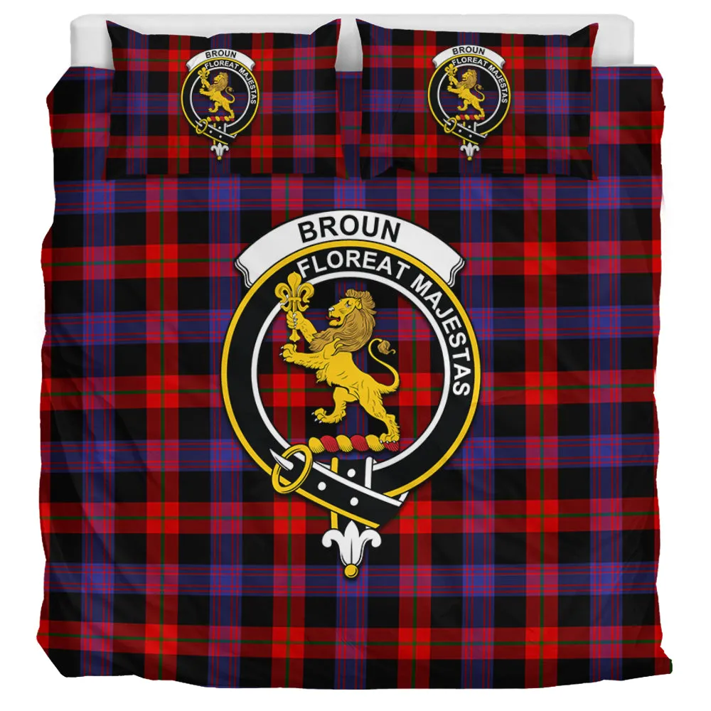 Broun Modern Tartan Bedding Set with Family Crest