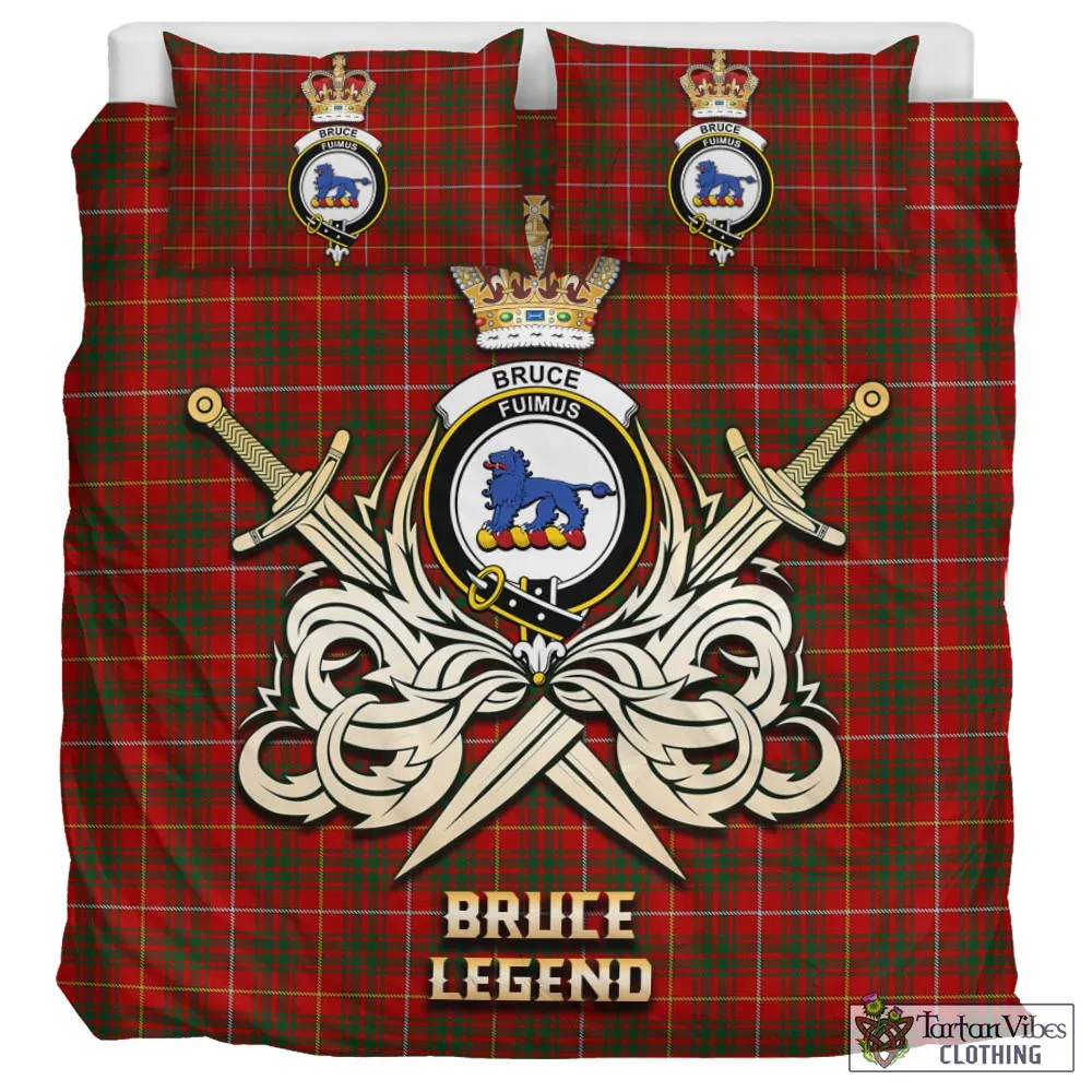 Bruce Tartan Bedding Set with Clan Crest and the Golden Sword of Courageous Legacy