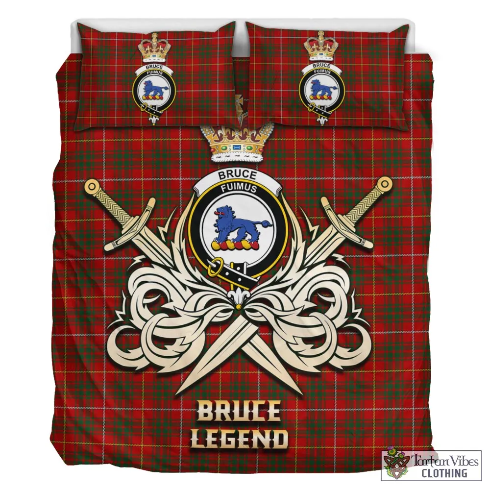 Bruce Tartan Bedding Set with Clan Crest and the Golden Sword of Courageous Legacy