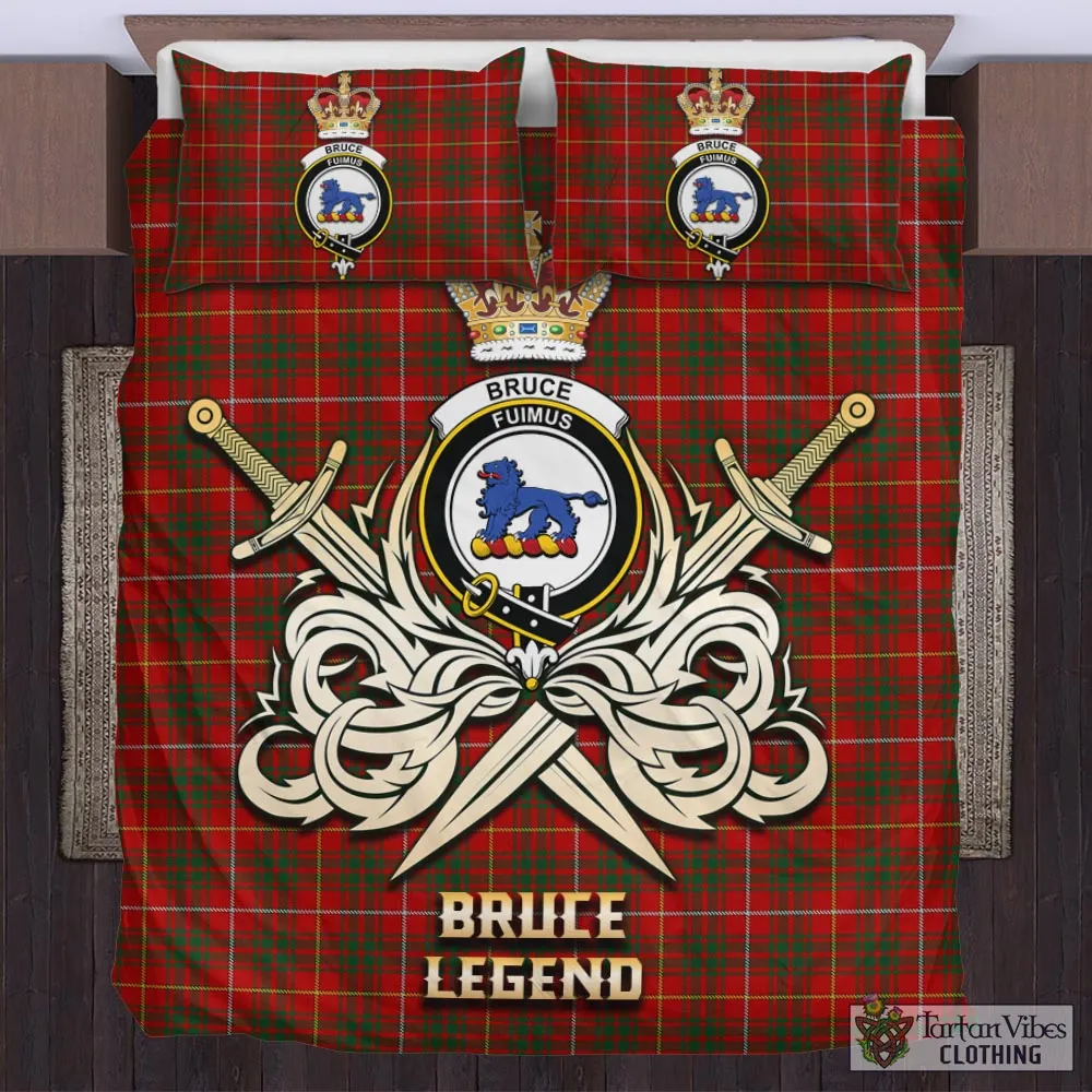 Bruce Tartan Bedding Set with Clan Crest and the Golden Sword of Courageous Legacy