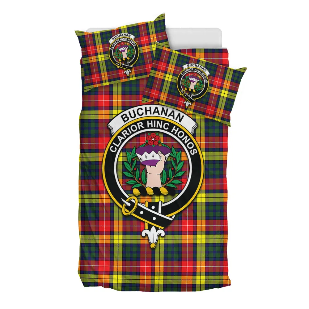 Buchanan Modern Tartan Bedding Set with Family Crest