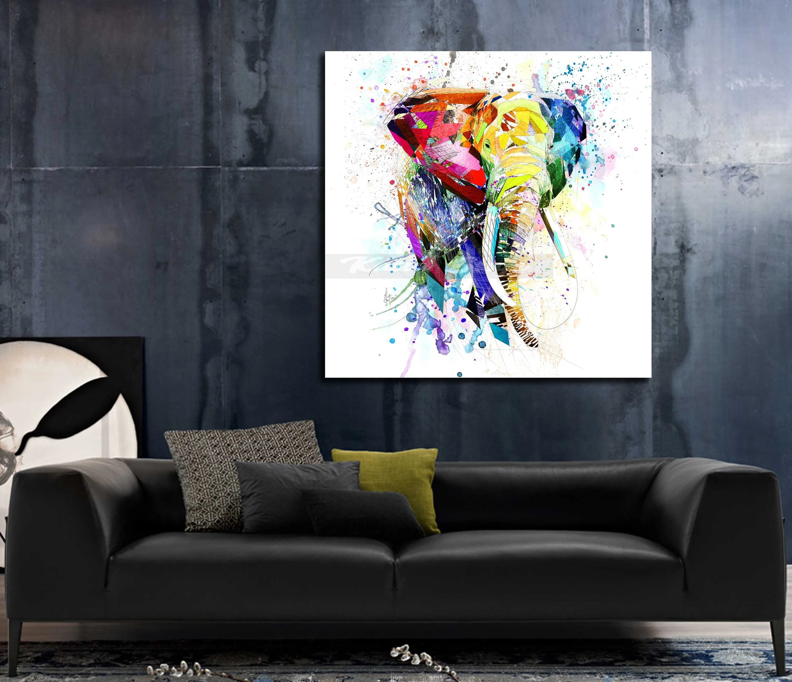 Canvas Print Elephant Colorful Animal Wall Art, Kids Room Decor, Animal Drawing Art