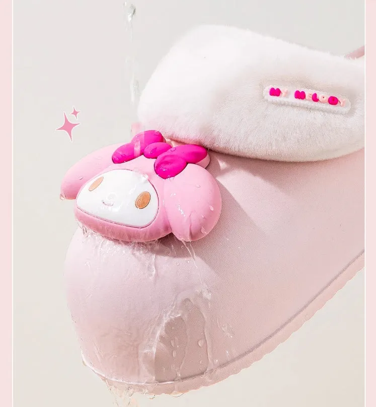 Cartoon Plush Thick-soled Waterproof Slippers