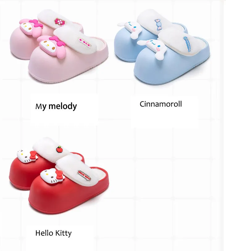 Cartoon Plush Thick-soled Waterproof Slippers