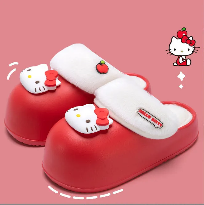 Cartoon Plush Thick-soled Waterproof Slippers