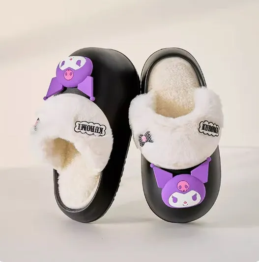 Cartoon Plush Thick-soled Waterproof Slippers