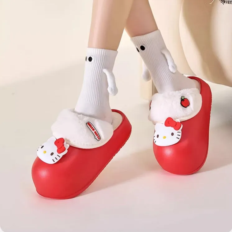 Cartoon Plush Thick-soled Waterproof Slippers