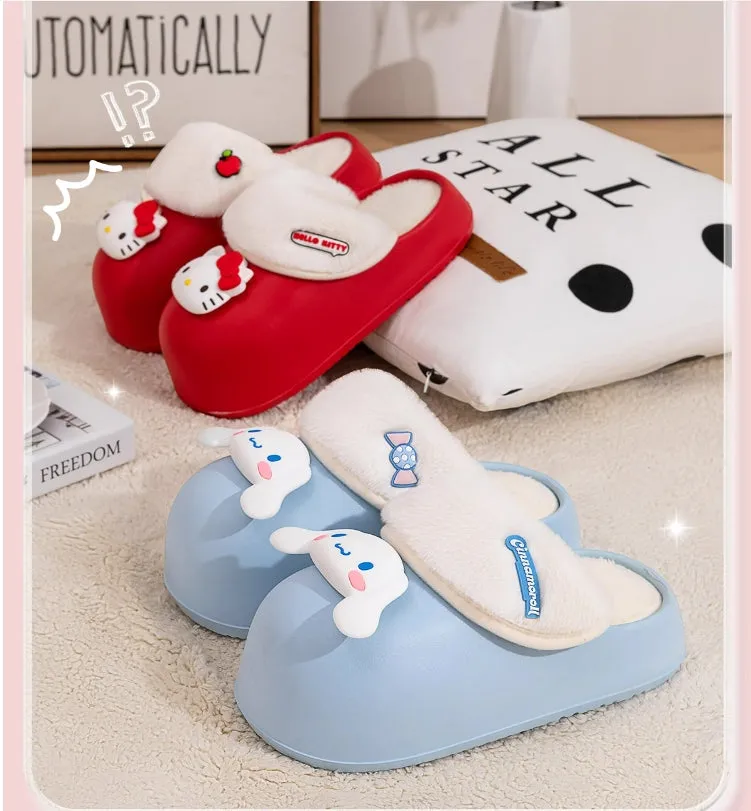 Cartoon Plush Thick-soled Waterproof Slippers