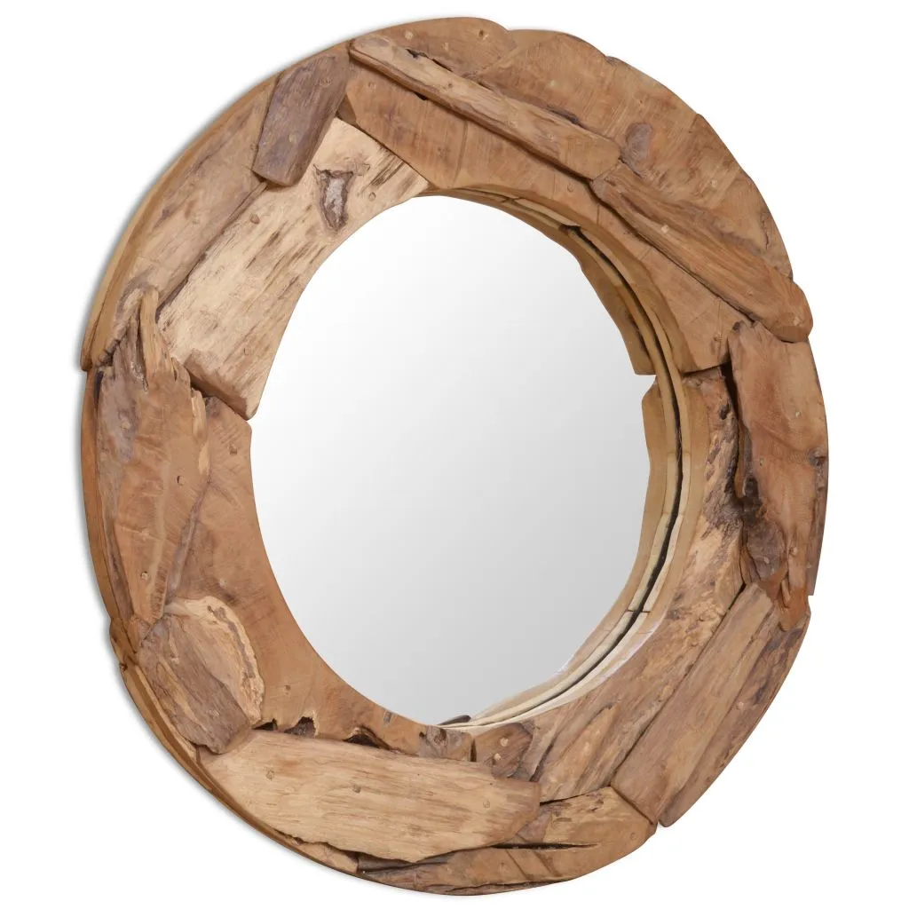 Decorative Teak Wood Mirror Round