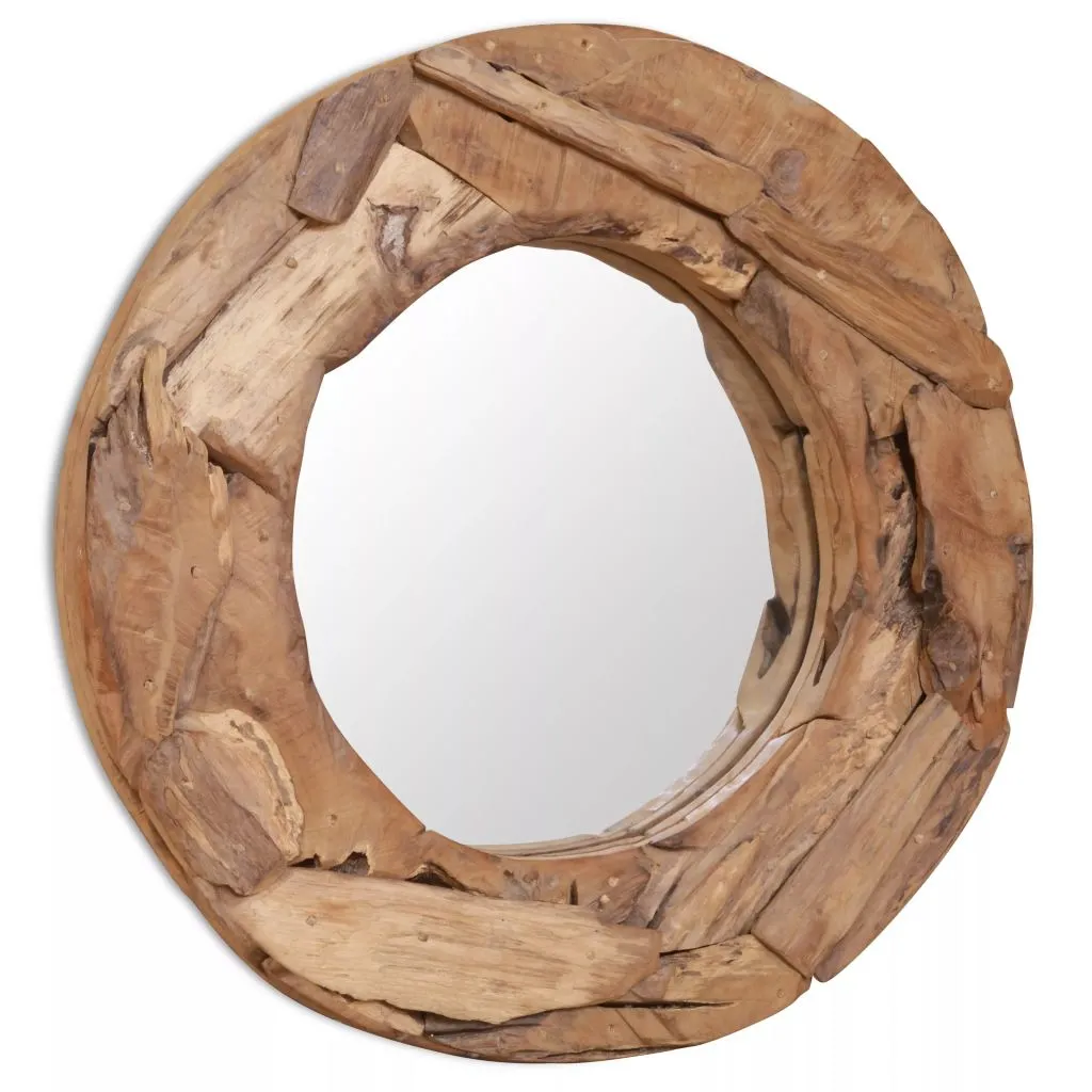 Decorative Teak Wood Mirror Round