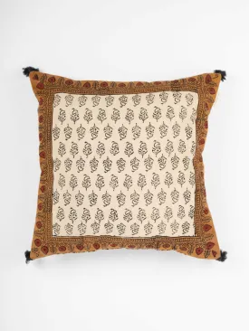 Dusty Black Orchids Hand Block Printed Cushion Cover