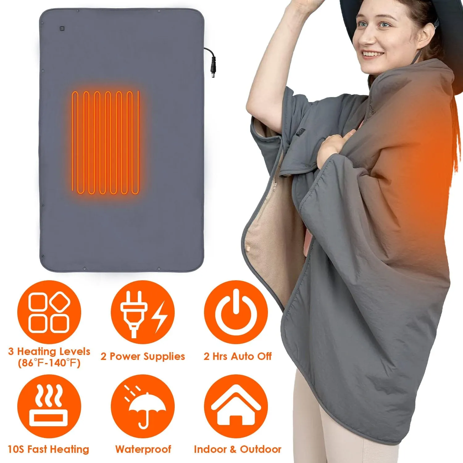 Electric Heated Throw Full Body Shawl