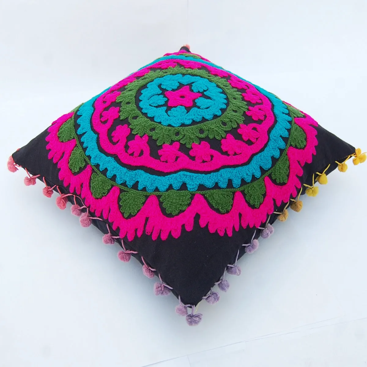 Embroidery Pillow Cover Decorative Suzani Cushions - CraftJaipur