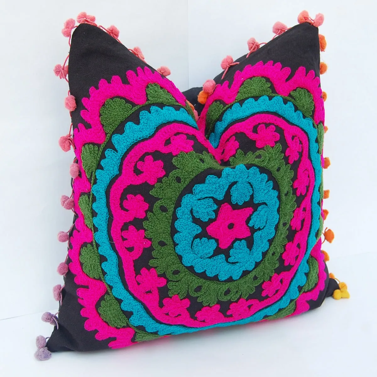 Embroidery Pillow Cover Decorative Suzani Cushions - CraftJaipur