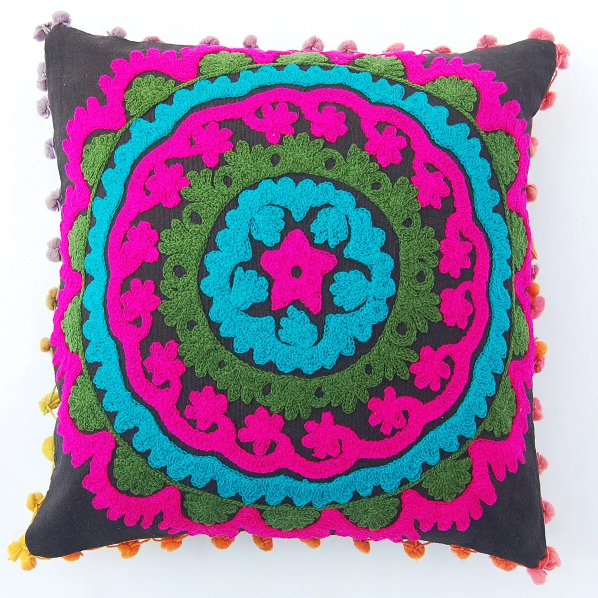 Embroidery Pillow Cover Decorative Suzani Cushions - CraftJaipur