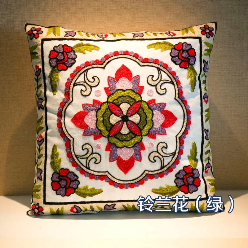 Ethnic style embroidered throw pillows sofa cushions  cushions pillow covers, no core