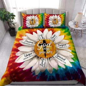 Fading Color Daisy God Say You Are Jesus Bedding Set - Christian Bedding Sets