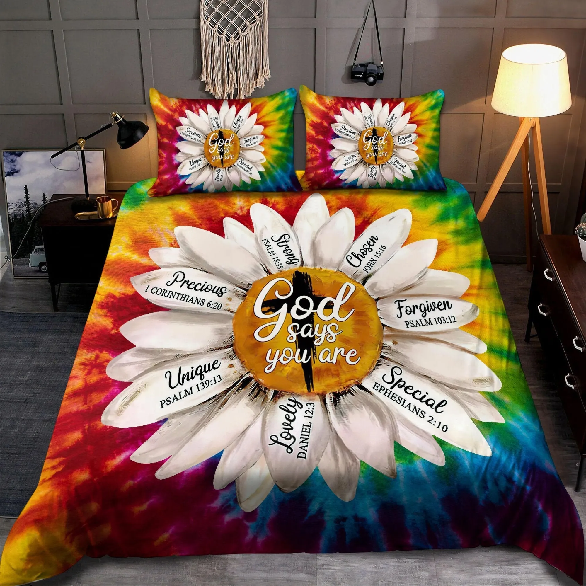 Fading Color Daisy God Say You Are Jesus Bedding Set - Christian Bedding Sets