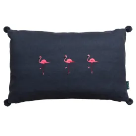 Flamingos Embroidered Cushion