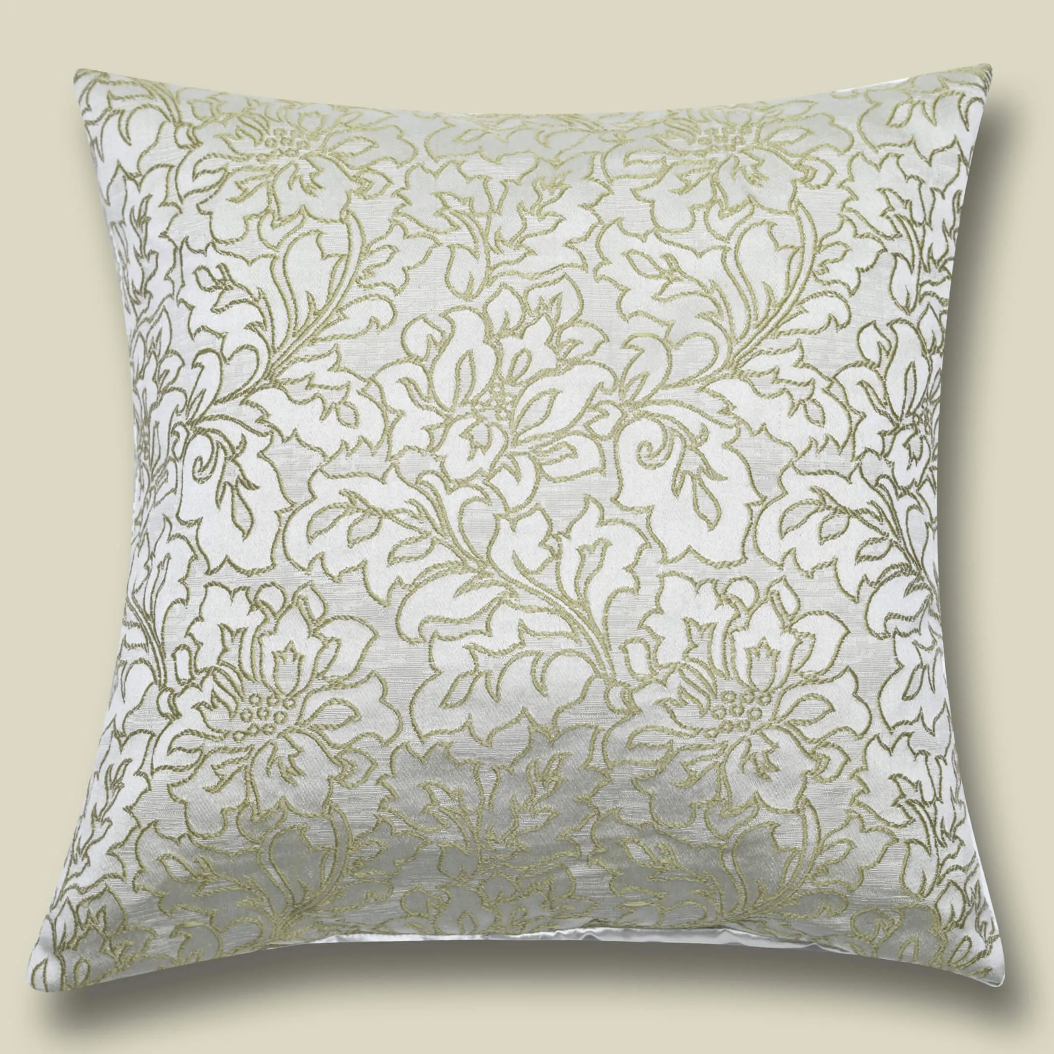 Flowers Mint Embroidered Cushion Cover