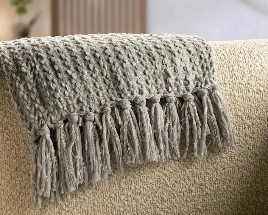 Grey Knitted Throw Blanket